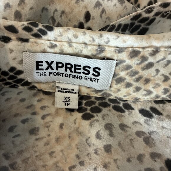 Express Womens Size XS Portofino Shirt Snakeskin Print Button Front Blouse Top - Picture 5 of 6